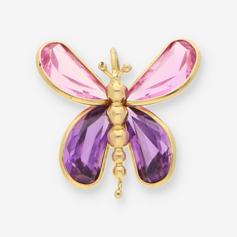 Colgante mariposas oro 18kt y piedras lila