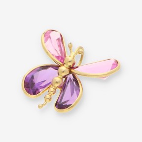 Colgante mariposas oro 18kt y piedras lila