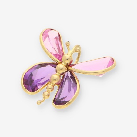Colgante mariposas oro 18kt y piedras lila