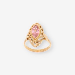 Anillo en oro amarillo 18kt con piedra rosa