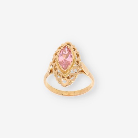 Anillo en oro amarillo 18kt con piedra rosa