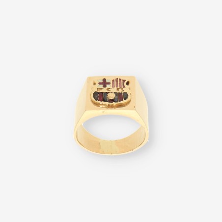 Anillo sello en oro amarillo 18kt del FC Barcelona