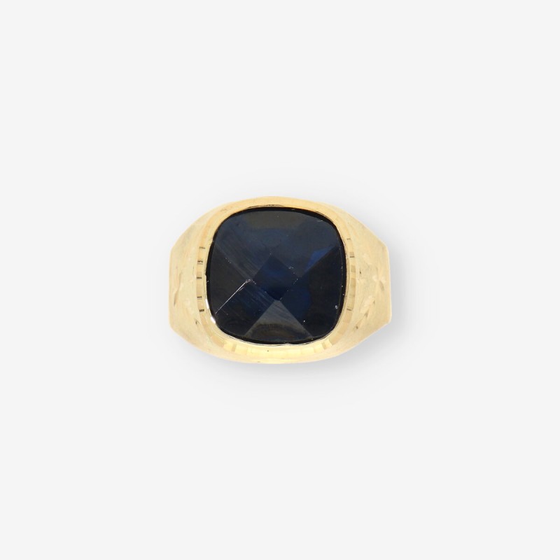 Anillo de oro amarillo 18kt con piedra azul
