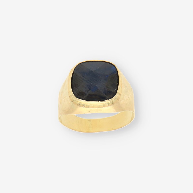 Anillo piedra azul y oro