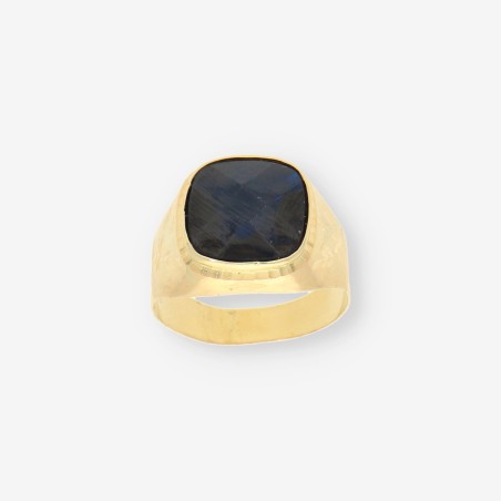 Anillo de oro amarillo 18kt con piedra azul
