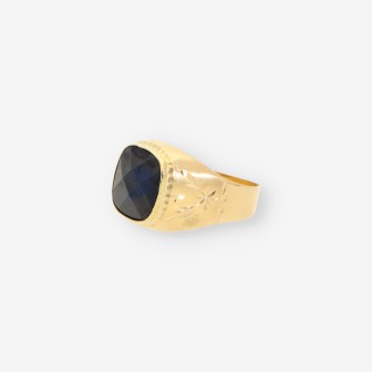 Anillo piedra azul y oro
