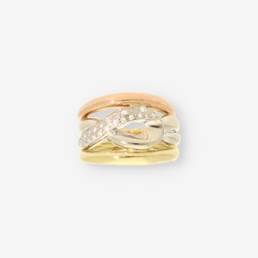 Anillo oro bl/ama y brillantes