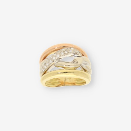 Anillo de oro blanco y amarillo 18kt con brillantes
