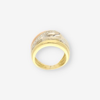 Anillo oro bl/ama y brillantes