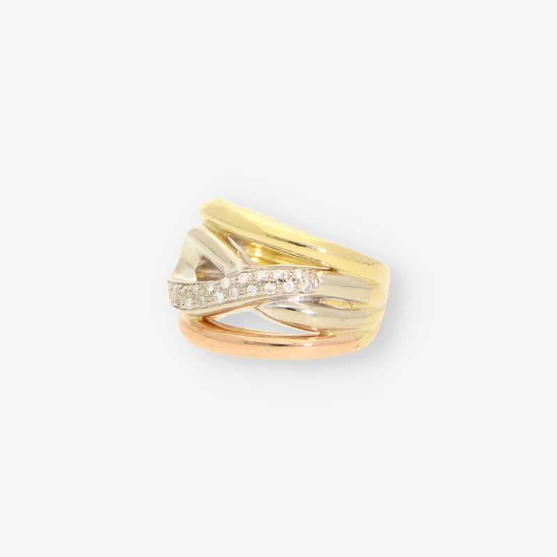 Anillo oro bl/ama y brillantes