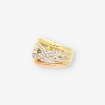 Anillo oro bl/ama y brillantes