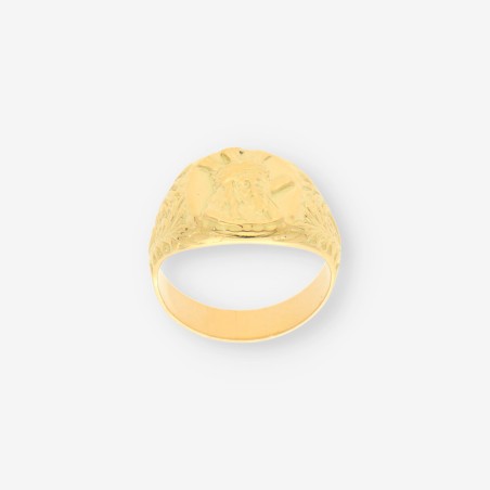 Anillo de oro amarillo 18kt con figura de Cristo