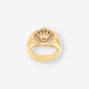 Anillo de oro amarillo 18kt con detalle de corona