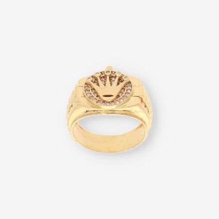 Anillo de oro amarillo 18kt con detalle de corona