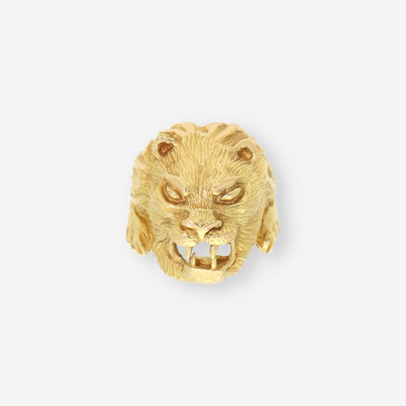 Anillo de oro amarillo 18kt con diseño de león