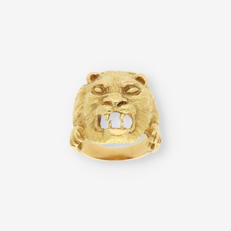 Anillo de oro amarillo 18kt con diseño de león
