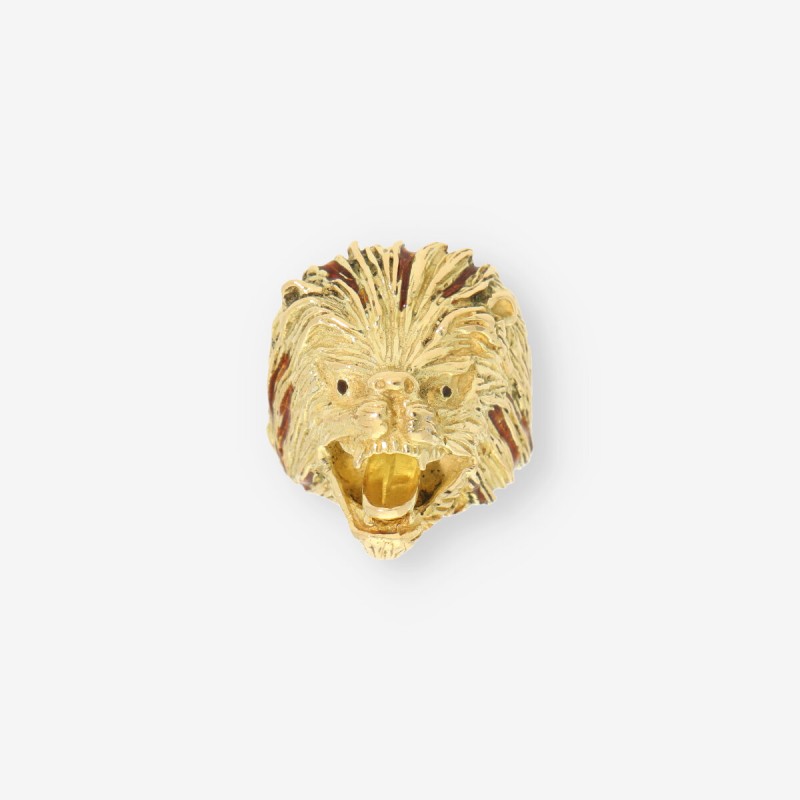 Anillo de oro amarillo 18kt con diseño de león