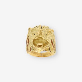 Anillo de oro amarillo 18kt con diseño de león