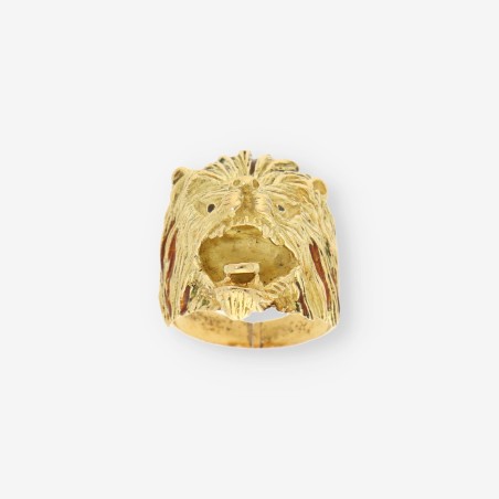 Anillo de oro amarillo 18kt con diseño de león