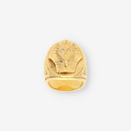 Anillo de oro amarillo 18kt con diseño de faraón
