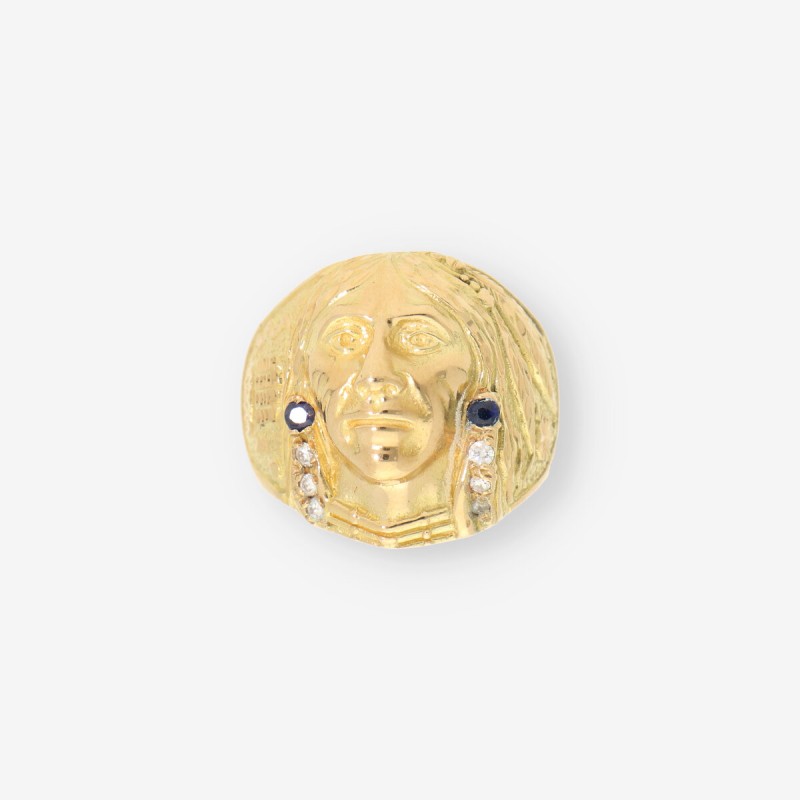 Anillo Indio oro zafiro y brillantes