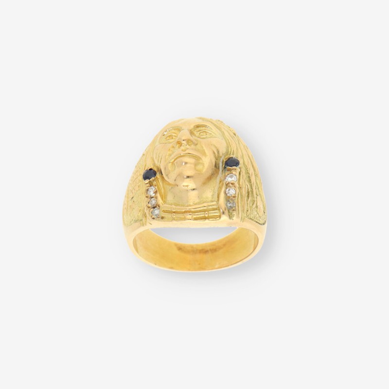 Anillo Indio oro zafiro y brillantes