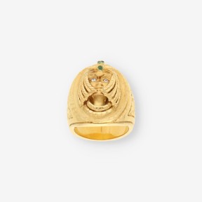 Anillo de oro amarillo 18kt con diseño de faraón