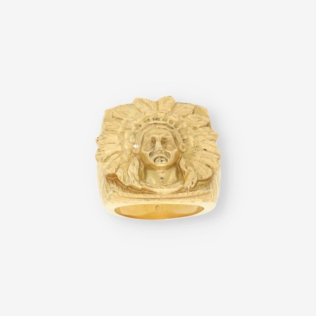 Anillo de oro amarillo 18kt con diseño de indio