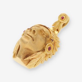 Colgante de oro amarillo 18kt con diseño de indio