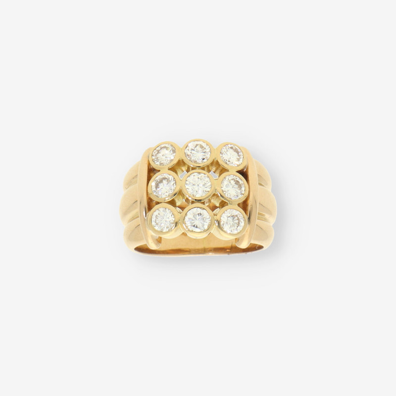 Anillo oro 9 brillantes