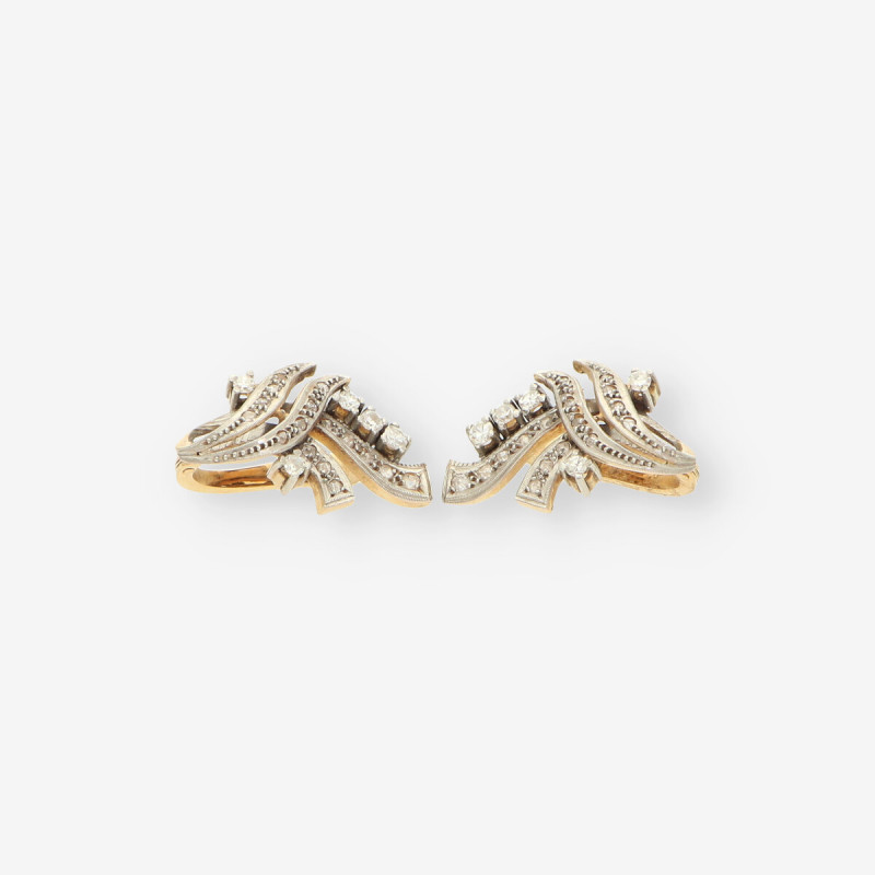 Pendientes antiguos oro y bri