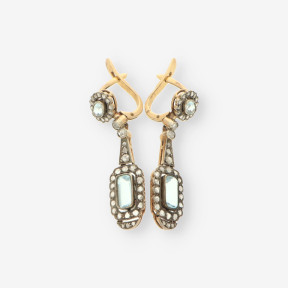 Pendientes oro aguamarina y diamantes