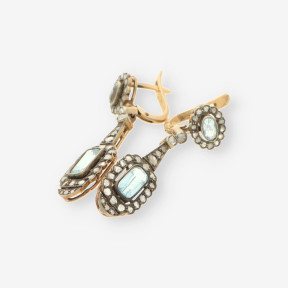 Pendientes oro aguamarina y diamantes