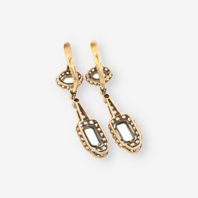 Pendientes oro aguamarina y diamantes