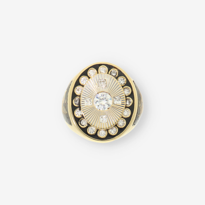 Anillo circonita central y oro