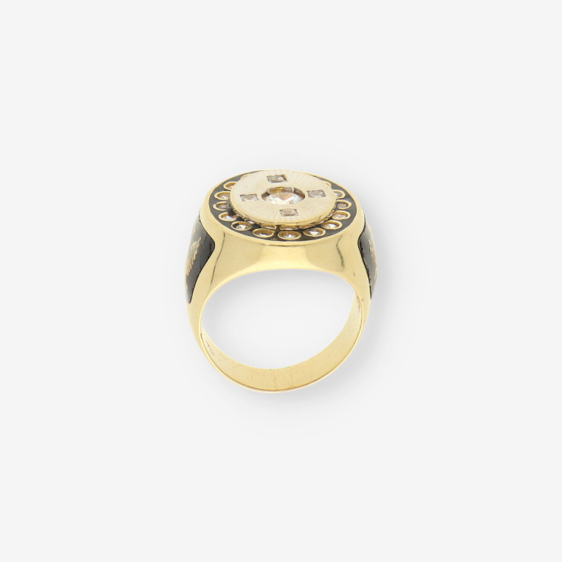 Anillo circonita central y oro