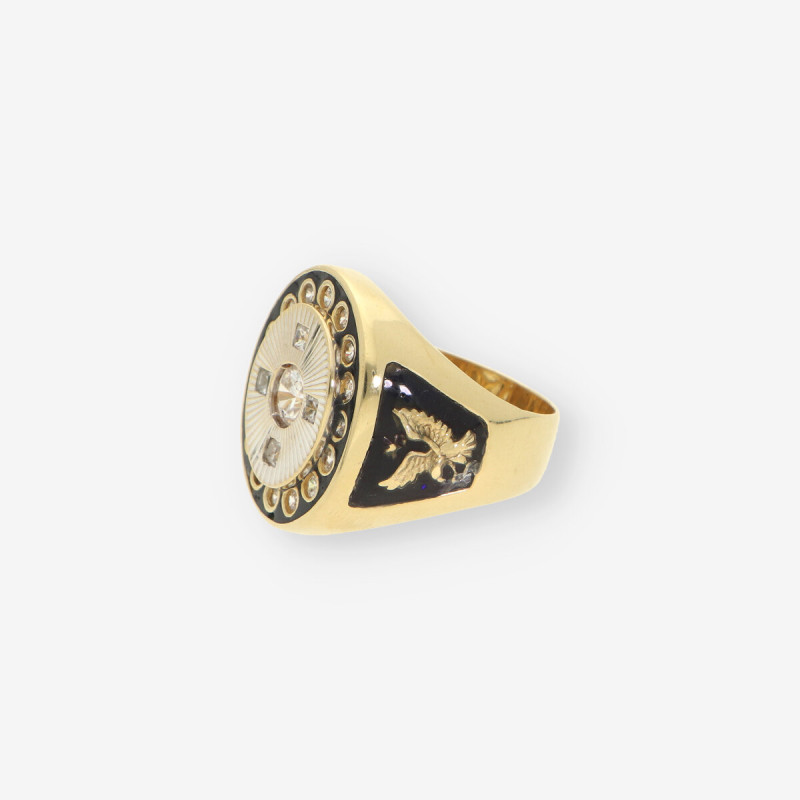 Anillo circonita central y oro