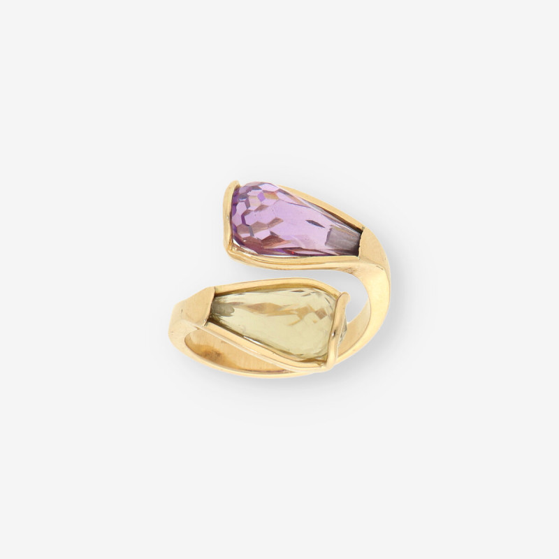 Anillo oro y piedras de color