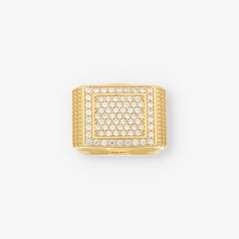 Anillo caballero oro y circonitas