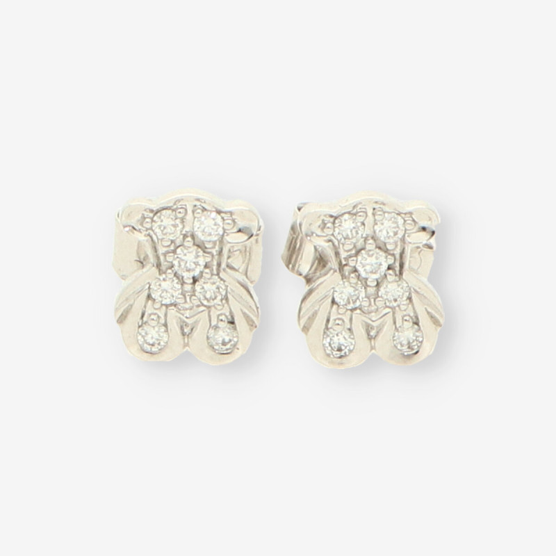 Pendientes oso oro blanco y bri TOUS