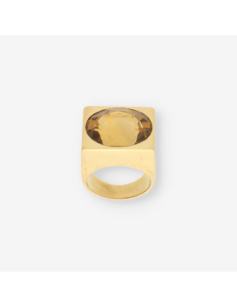 Anillo oro piedra marron