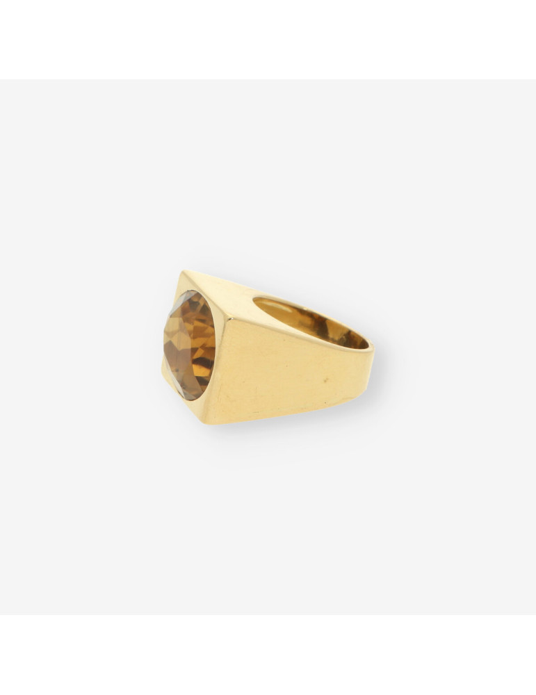 Anillo oro piedra marron