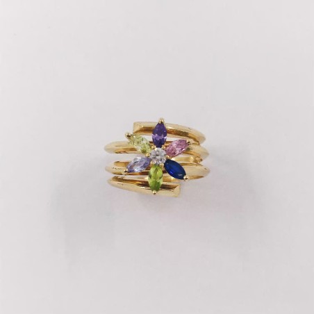 Anillo en oro 18kt con piedras preciosas