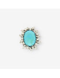 Anillo oro blanco, turquesa y brillantes