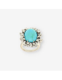 Anillo oro blanco, turquesa y brillantes