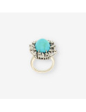 Anillo oro blanco, turquesa y brillantes