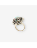 Anillo oro blanco, turquesa y brillantes