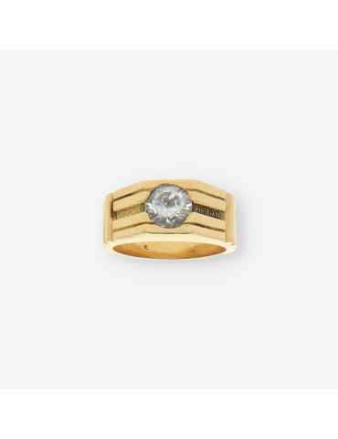 Anillo hombre oro y circonitas
