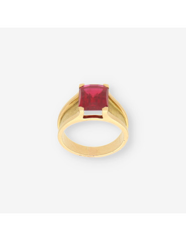 Anillo piedra roja y oro