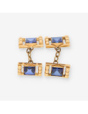 Gemelos oro piedra azul